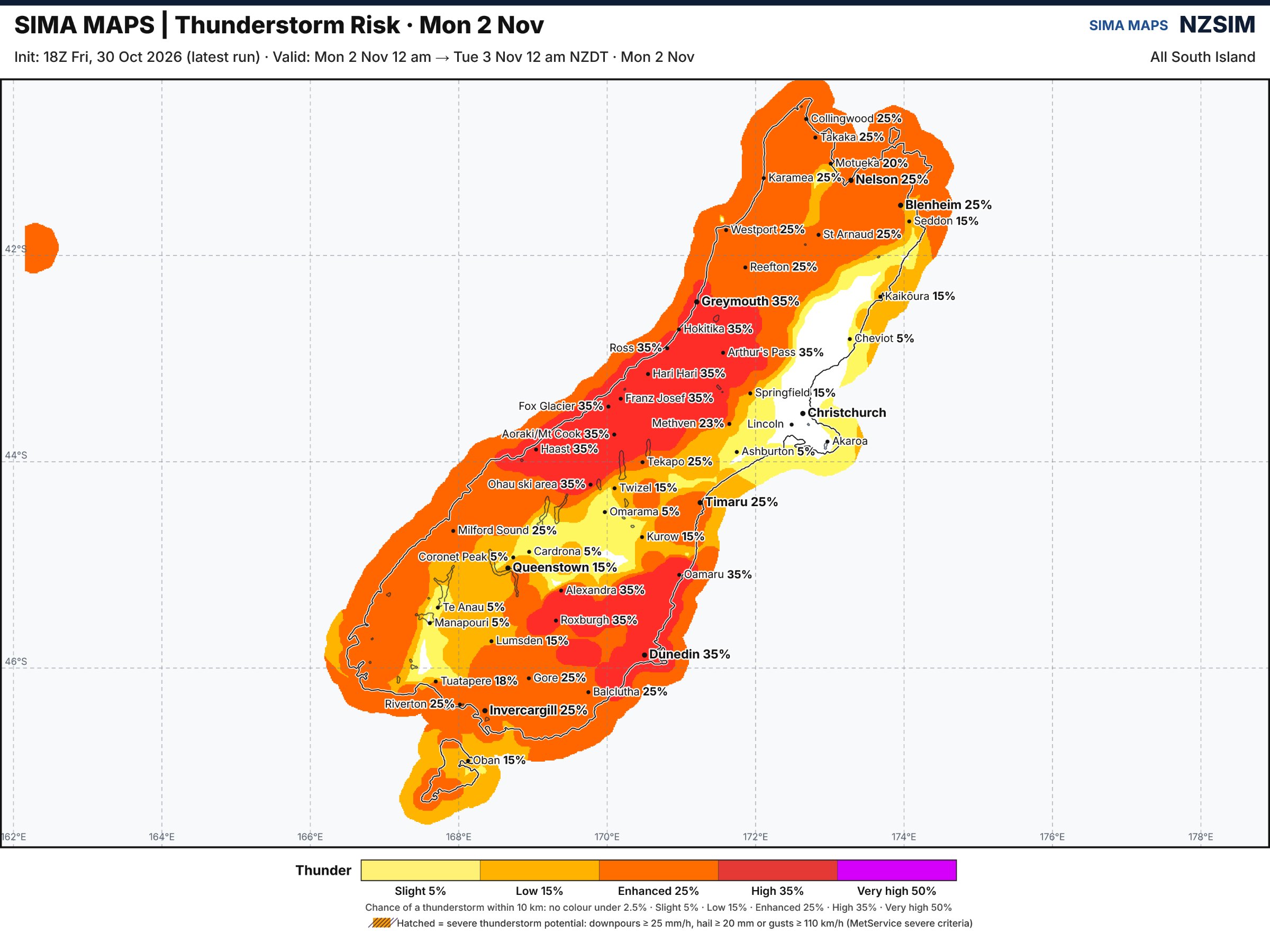 Unstable conditions on Monday